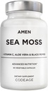 Amen Sea Moss Supplement - 1000mg Biologische Ierse Zee Mos, Bladderwrack, Burdock - Vitamine C, Aloë Vera, Zwarte Peper - Zeewier Superfood, Vitaminen, Mineralen en Antioxidanten - Non-GMO - 90 Capsules