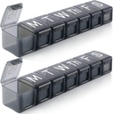 2 Pack Extra Large Wekelijkse Pillen Organisator, BPA Gratis Pillen Box 7 Dag met XL Compartiment voor Visolie, Reizen Vriendelijke Geneeskunde Organisator Pillenkast voor Vitaminen, Supplementen