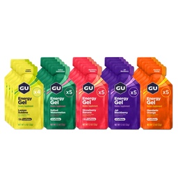 GU Energy Original Sports Nutrition Energy Gel, Vegan, Glutenvrij, Kosher en Dairy-Free On-the-Go Energie voor elke workout, 24-Count, diverse fruitige smaken