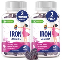SUNNY SAM Iron Gummies for Kids & Adults - Iron Vitamins with Vitamin C, 10mg per Serving - Kauwbare Fruit Gummy for Immune Support Red Blood Cell Production
