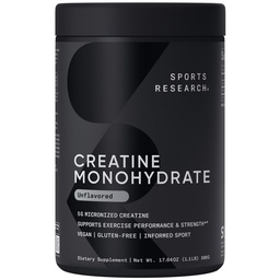 Sportonderzoek Creatine Monohydraat - Gain Lean Muscle, Verbeter prestaties en kracht en ondersteuning Workout Recovery* - 5 g Micronized Creatine - 17,64 oz