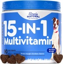 15-in-1 Honden Multivitamine, hondenvitaminen en supplementen voor alle leeftijden en rassen ter ondersteuning van het immuunsysteem, gezonde jas en huid, 90 Kauwen van kippen smaak hondensupplementen & vitamines