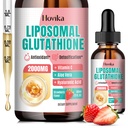 Liposomale Glutathion Supplement 2000mg, vloeibare Glutathion druppels met vitamine C, Master Antioxidanten voor het immuunsysteem, Veroudering van de verdediging, Huidgezondheid, Lever Detox-Superior Absorptie, Aardbei 2 Fl Oz