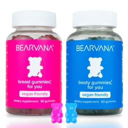 Bearvana Top & Peach Support Combo Pack Gummy's voor vrouwen 9 Kruidenextracten met inbegrip van Fenegriek, Maca & & en . . . Essentiële vitamines . . Berry Flavor 2 Pack (120 Gummies)