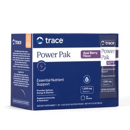 Trace Minerals Power Pak Multivitamine en Multimineral Packets - Electrolyte Support - 1200 mg Vitamine C Plus 70 Acai Berry Flavor - 30 Packets