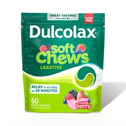 Dulcolax Saline Laxatieve Zachte Kauwen, Zachte Constipatie Verlichting, Gemengde Berry Smaak, Magnesiumhydroxide 1200 mg, 60 Tel.