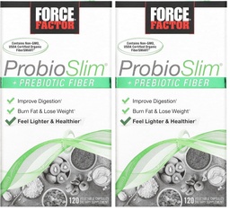 Force Factor ProbioSlim + Prebiotic Fiber gewichtsverlies Supplement voor vrouwen en mannen, Probiotische en Prebiotische Digestieve Gezondheid Ondersteuning met Green Tea Extract en Psyllium Husk Fiber, 120 Capsules