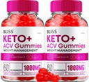 (2 Pack) Bliss Keto ACV Gummies Advanced Weight Loss, Bliss Keto + ACV Gummies Apple Cider Vinegar Keto Bliss ACV Gummies Dieetsupplement Bliss Keto Gummies Reviews (120 Gummies)
