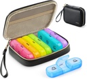 AUDON Weekly pil Organizer 3 keer per dag, Grote pil doos 7 dag met een PU lederen zak, Protabel Travel pil geval herinnering, dagelijkse pil doos 3 keer per dag voor vitamines, visolie, supplementen