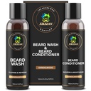 XIKEZAN Beard Wash & Beard Conditioner Natural Softener Set w/Argan & Jojoba Oils Smooths & Strengthens Christmas Stocking Stuffers Father Day Gifts for Men Him Dad Boyfriend Husband