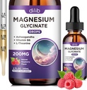 Magnesium Glycinate 200mg Supplement, Magnesium Liquid Drops with Vitamin B6, Ashwagandha, L - Theanine, Chamomile -Support Stress Relief, Bone, Muscle, Mood Vegan - Raspberry Flavor - 2 FL.OZ