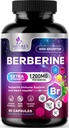 Berberine HCL 1200mg Supplement - Berberine HCI Capsules Hoge Absorptie Supplement voor Hartgezondheid en Immune Ondersteuning, Hoge Sterkte, Glutenvrij, Veganistisch, Niet-GMO Pillen - 60 Veggie Capsules