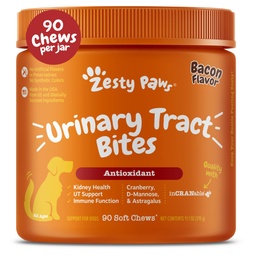 Zesty Paws Cranberry Supplement for Dogs - Blaider Control for Dogs - Urinary Tract Support - Cranberry Chews with D-Mannose, Vitamine B6 & L-Arginine - Immune & Gut Support - Bacon - 90 Tellen