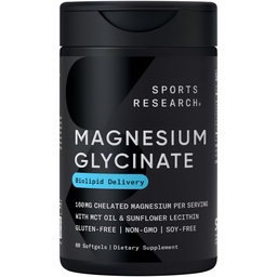 Sportonderzoek® Magnesium Glycinate - Ondersteunt rustgevende slaap- en enzymatische processen - 160 mg chelated Magnesium - Liquid Softgel - 60 Tel.