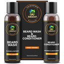 XIKEZAN Beard Wash & Beard Conditioner Natural Softener Set w/Argan & Jojoba Oils Smooths & Strengthens Christmas Stocking Stuffers Father Day Gifts for Men Him Dad Boyfriend Husband
