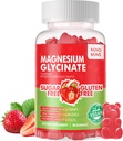 90 CT Magnesium Glycinate Gummies - Sugar Free Magnesium Potassium Supplement with Vitamin D, B6, CoQ10 for Calm Mood & Sleep Support - 90 Strawberry Gummies