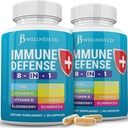 Immuunondersteuning 8 in 1 capsules - Zinksupplement, vitamine D3, vitamine C en vlierbes - Immuun Booster Gemberwortel, en kurkuma - [2-pack]