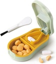 Pillensnijder Splitter voor kleine en kleine pillen - Pillensnijder 1/4 - nauwkeurig snijdt meerdere pillen - Gemakkelijk Open snap knop. Afneembare V-Shaped Pad. Wrap-Around Blade Guard. Terugopslag (cyaan)
