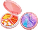 Serfeymi Small Pill Box - 3 Compartments Portable Pill Box for Purse Pocket, Compact Mini Travel Pill Case - Geschikt voor geneeskunde, vitamine, visolie, supplementen - Pink(Fluid Art)