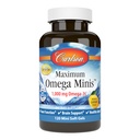 Carlson - Maximale Omega Minis, 1000 mg Omega-3s, Hartfunctie, Hersenondersteuning & Gezonde Veroudering, Lemon, 120 Mini Softgels