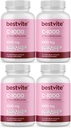BESTVITE Vitamine C 1000mg (480 Vegetarische Capsules) (120 x 4) met Citrus Bioflavinoïden - Geen Stearates - Veganistisch - Niet GGO - Glutenvrij