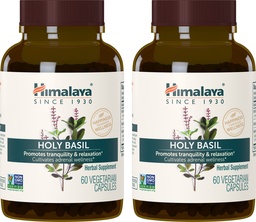 Himalaya Holy Basil, 60 Day Supply - Herbal Adrenal Support for Stress Relief, Relaxation, Energy Support and Occasional Slapeloosheid - Vegan, Non-GMO, Glutenvrij, 720 mg, 60 Capsules, Verpakking van 2