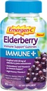 Emergen-C Immune+ Vlierbessen Gummies, 750 mg Vitamine C met vitamine D, Zink en Elektrolyten, Immune Support Dieetsupplement, Cafeïnevrij, Glutenvrij, Vlierbessensmaak - 45 Tel.