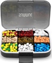 Grote pil Organisator, 9 Compartments Portable Travel Pill Box Case vocht Proof, XL pil container houder voor vitamines, kabeljauw leverolie, supplementen, medicatie (zwart)
