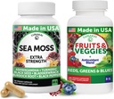 Lunakai USA Made Superfood Fruit & Veggies Supplement & Irish Sea Moss Bundle with 4 Blends, Black Seed Oil & Ashwagandha for Immune & Wellness Support
