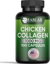 FabLab Chicken Collageen Type II Supplement - Voedingssupplement voor Joint, Nerve & Bone Support - Non-GMO, Anti-Aging Dieet Product met Gehydrolyseerde Peptiden- 100 Capsules