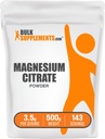 BulkSupplements.com Magnesium Citrate Powder - Magnesium Supplement, Mineral Supplement - Pure & Glutenvrij, 3,5g per portie, 500g (1,1 lbs) (verpakking van 1)