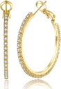 PABBEU 2mm 925 Sterling zilveren oorbellen Grote Sterling zilveren hoepel oorbellen voor vrouwen Grote Rhinestone Hoop Oorbellen Dunne Hypoallergeen Cubic Zirconia Oorbellen voor vrouwen 30/40/50/60/70mm