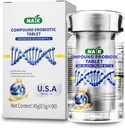 NAIK Probiotics 1800 Billion CFU - 10 Strains + Organic Prebiotics - Immune, Digestive & Gut Health - Supports Occasional Constipation, Diarrhea, Gas & Bloating - for Women & Men - 45ct