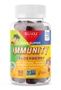 SUKU Vitaminen - Kinderen Super Immuniteit - Vlierbes, Echinacea, Vitamine A en Zink Gummy's voor Immune Ondersteuning - Gemakkelijk te kauwen - Niet GGO, Gluten Suiker Vrij - Granaatappel Lime Gummy Vitaminen, 50 Tel.