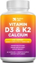 Vitamin D3 K2 5000 IU Supplement with Calcium, Multivitamins Supports Immune Health, Strong Bones,Teeth & Heart Functions with Bioperine Black Pepper Fruit Extract 60 Count (Pack of 1)