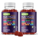 Viteey Womens Multivitamine Gummies - Immune Support - 12 in 1 Essentiële Vitaminen en Mineralen - Vitamine A, C, D3, E, B6, B12, Foliumzuur, Biotine, Calcium, Zink & Meer - Vegetarisch - Raspberry Flavored