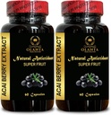 ACAI Berry Extract - Antioxidant-Rich Superfood voor Immune Ondersteuning voor vrouwen en mannen, Wellness Opladen, Dagelijkse Energie Ondersteuning - 2 Flessen 120 Capsules.