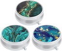 3 Pack pil Box, kleine pil geval voor portemonnee & Pocket, schattige geneeskunde Organizer Travel Pillbox, Portable Pill Container houder om vitamines te houden, medicijnen, visolie & supplementen, Teal Ocean Marble