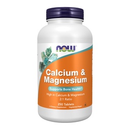 NOW Foods Supplements, Calcium & Magnesium 2:1 Ratio, Hoge Potentie, Ondersteunt Bone Health*, 250 Tablets