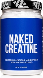 NAKED Pure Micronized Creatine Monohydraat Poeder - Unflavored, 500g, 1.1lb Bulk - Vegan, Non-GMO, Gluten-Free, Soy-Free, Geen Fillers, Ondersteunt spiergroei en sterkte - 100 porties