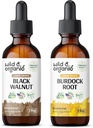 Wild & Organic Black Walnut Tinctuur 2 fl oz & Burdock Root Tinctuur 2 fl oz
