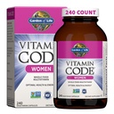 Tuin van het leven Multivitamine voor vrouwen, Vitamine Code Vrouwen Multi - Whole Food Vrouwen Multi Vitaminen, IJzer, Folaat niet Foliumzuur, Vitamine A en Probiotica voor Vrouwen Energie, 240 Vegetarische Capsules