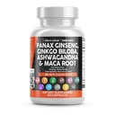 Schone Nutraceuticals Panax Ginseng Ginkgo Biloba Ashwagandha Maca Root - Focus Supplement Pillen voor vrouwen en mannen met dennenschors Extract, Knoflook, en Saw Palmetto - 60 Caps