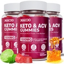 (3 Pack) Keto ACV Gummies Extreme 1500MG Keto Gummies Apple Cider Vinegar Geformuleerd met Granaatappel Beet Sap Poeder B12 Vegan Non GMO 180 Gummys
