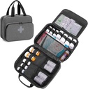 CURMIO Pill Flessen Organisator Portable Medicine Bag, Lockable Prescription Fles Opslag voor pil flessen, vitamines, medische supplementen voor thuis opslag en reizen, grijs (Leeg medicijn zak)