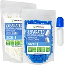 XPRS Nutra Maat 1 Gelatine Gescheiden Capsules - 100 Graaf Lege pil Capsules gescheiden in zakken - Lege pillen voor DIY supplement vullen (Blauw/Wit)