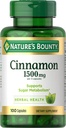 Nature's Bounty Kaneel Capsules, Kruidensupplement, Ondersteunt Suiker Metabolisme, 1500mg, 100 Capsules
