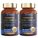 Magnesium Complex 700mg 12 in 1 Magnesium Supplement met Glycinate Citrate Malate Oxide Taurate Aspartate Orotate Magnesium Ontspanning, Muscle, Heart Support, Vegan 120 Capsules 2PK