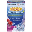 Emergen-C Hydration+ Sport Drink Mix met vitamine C (18 Count, Raspberry Flavor), Electrolyte Replenishment, 0,33 Ounce Powder Packets