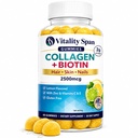 Collageen Gummies met Biotine (2500mcg), Vitamine C, E, Zink voor haar, huid en nagels, Lage Suiker, Citroen smaak, 60 Gummies, Made in USA
